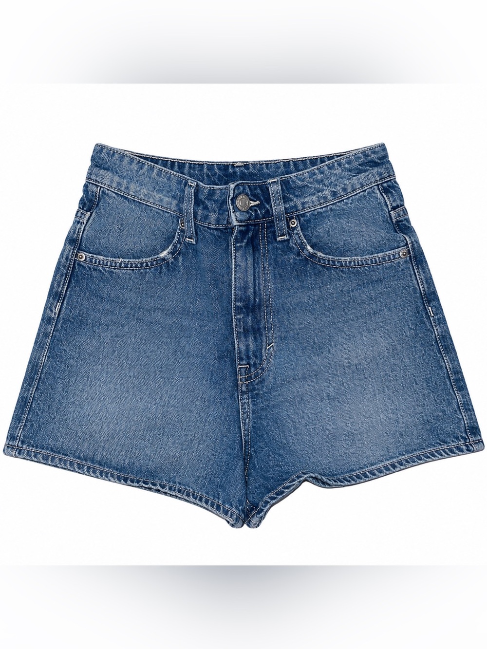 H&M Women's Dark Blue High-Rise Denim Shorts